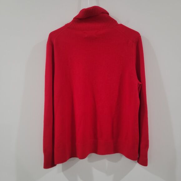 Lands End Womens Cashmere Sweater Size Large Red Turtleneck Soft Cozy - Picture 2 of 8